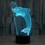 7-farbige Verfärbung Kreative visuelle Stereo-Schreibtischlampe Nachtlicht, Delfin köpft Ball-Stil