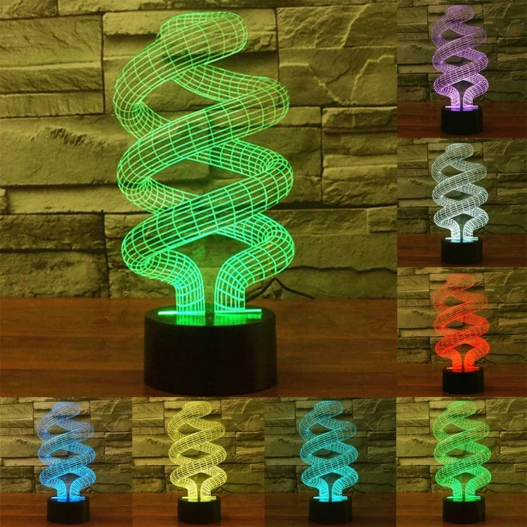 7 Farben Farbwechsel Kreative visuelle Stereo-Lampe Schreibtischlampe Nachtlicht, Spiralstil