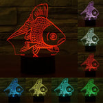 7 Farbige Verfärbung Kreative Visuelle Stereo Lampe Schreibtischlampe Nachtlicht, Goldfisch-Stil