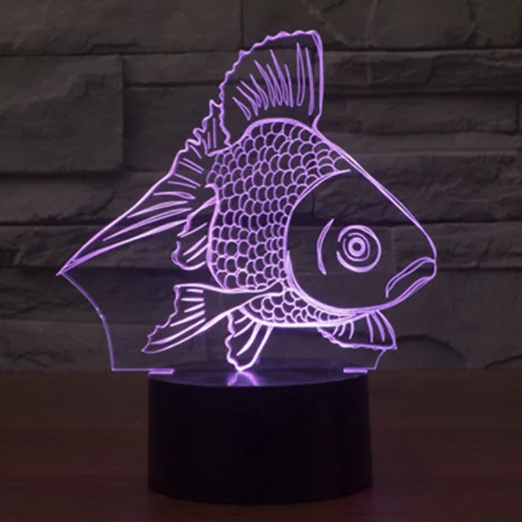 7 Farbige Verfärbung Kreative Visuelle Stereo Lampe Schreibtischlampe Nachtlicht, Goldfisch-Stil