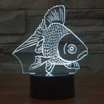 7 Farbige Verfärbung Kreative Visuelle Stereo Lampe Schreibtischlampe Nachtlicht, Goldfisch-Stil