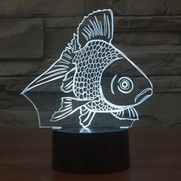 7 Farbige Verfärbung Kreative Visuelle Stereo Lampe Schreibtischlampe Nachtlicht, Goldfisch-Stil
