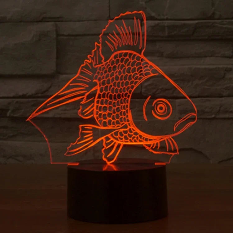 7 Farbige Verfärbung Kreative Visuelle Stereo Lampe Schreibtischlampe Nachtlicht, Goldfisch-Stil