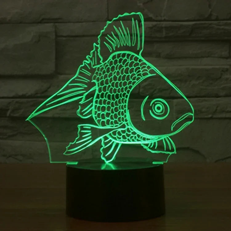 7 Farbige Verfärbung Kreative Visuelle Stereo Lampe Schreibtischlampe Nachtlicht, Goldfisch-Stil