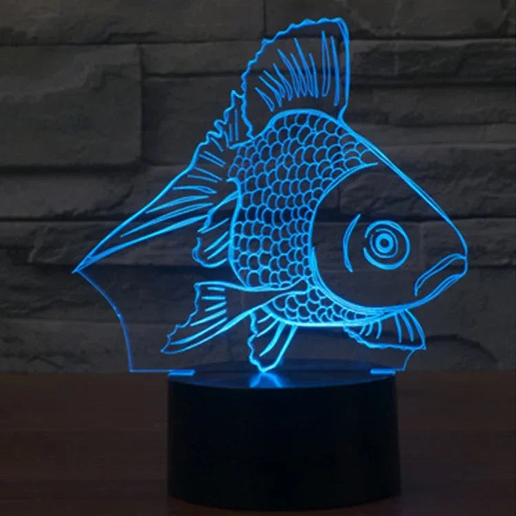 7 Farbige Verfärbung Kreative Visuelle Stereo Lampe Schreibtischlampe Nachtlicht, Goldfisch-Stil