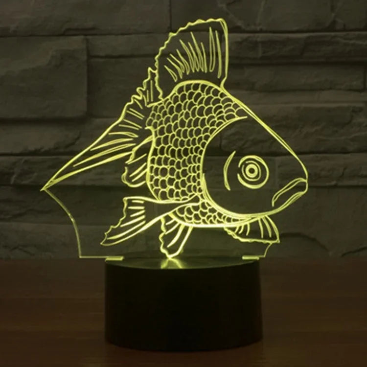 7 Farbige Verfärbung Kreative Visuelle Stereo Lampe Schreibtischlampe Nachtlicht, Goldfisch-Stil