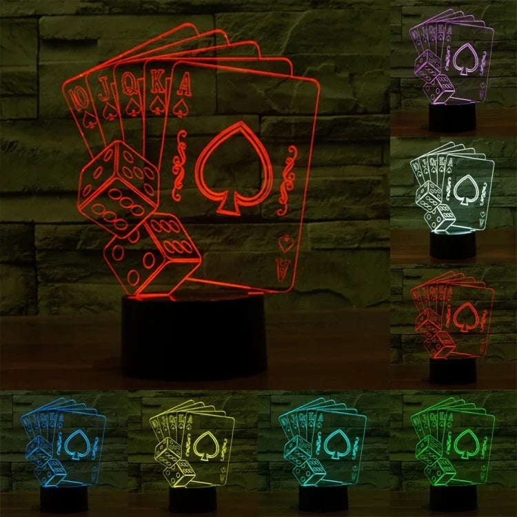 7 Farbige Verfärbung Kreative Visuelle Stereo Lampe Schreibtischlampe Nachtlicht, Poker-Stil
