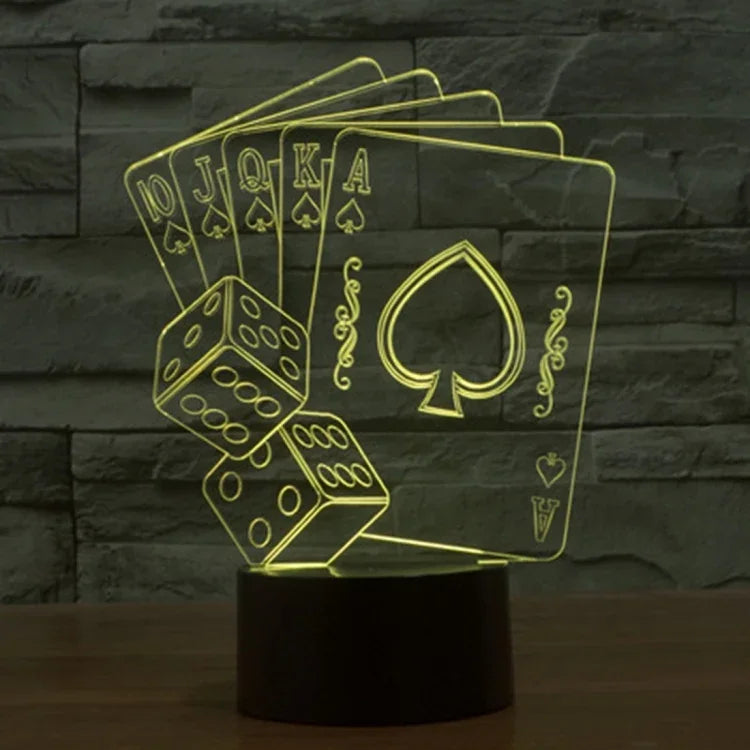 7 Farbige Verfärbung Kreative Visuelle Stereo Lampe Schreibtischlampe Nachtlicht, Poker-Stil