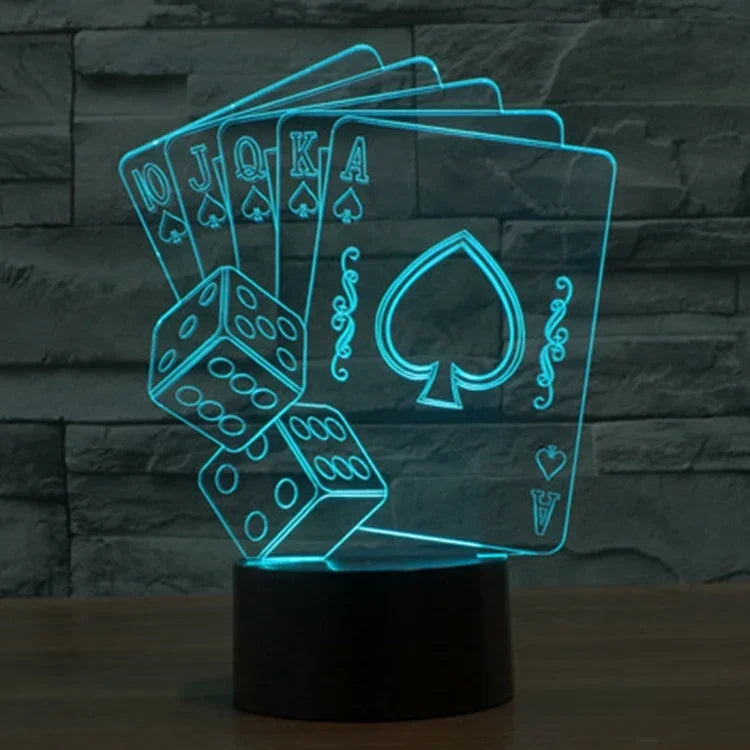 7 Farbige Verfärbung Kreative Visuelle Stereo Lampe Schreibtischlampe Nachtlicht, Poker-Stil