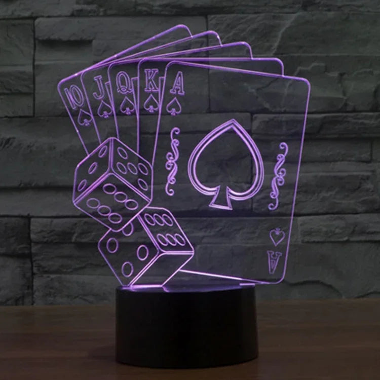7 Farbige Verfärbung Kreative Visuelle Stereo Lampe Schreibtischlampe Nachtlicht, Poker-Stil