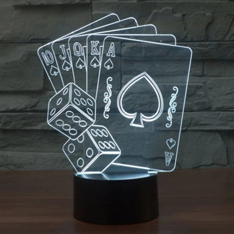 7 Farbige Verfärbung Kreative Visuelle Stereo Lampe Schreibtischlampe Nachtlicht, Poker-Stil