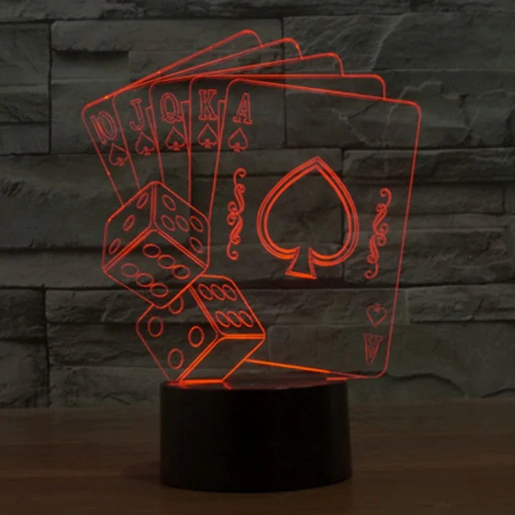7 Farbige Verfärbung Kreative Visuelle Stereo Lampe Schreibtischlampe Nachtlicht, Poker-Stil