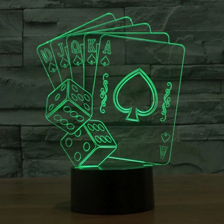 7 Farbige Verfärbung Kreative Visuelle Stereo Lampe Schreibtischlampe Nachtlicht, Poker-Stil