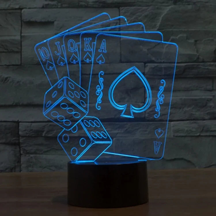 7 Farbige Verfärbung Kreative Visuelle Stereo Lampe Schreibtischlampe Nachtlicht, Poker-Stil