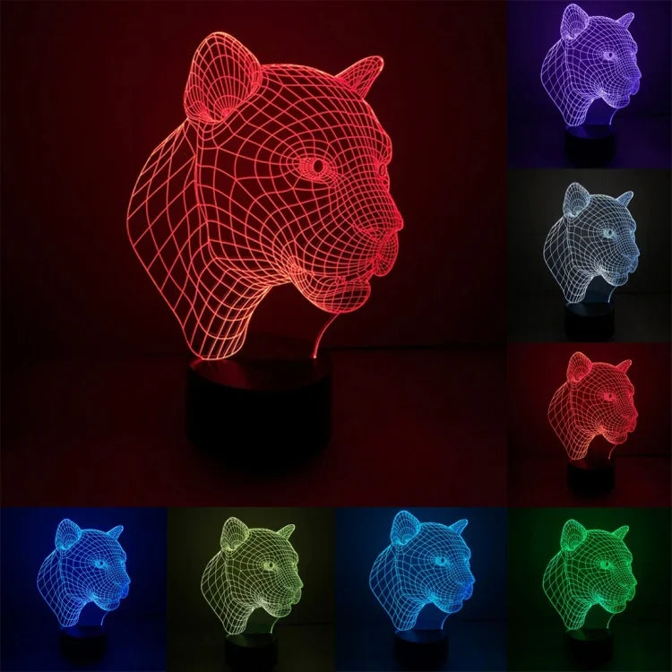 7 Farben Verfärbung Kreative Visuelle Stereo Lampe Schreibtischlampe Nachtlicht, Leopard Stil