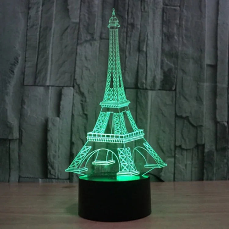 7-Farben-Verfärbung Kreative visuelle Stereo-Schreibtischlampe Nachtlicht, Eiffelturm-Stil