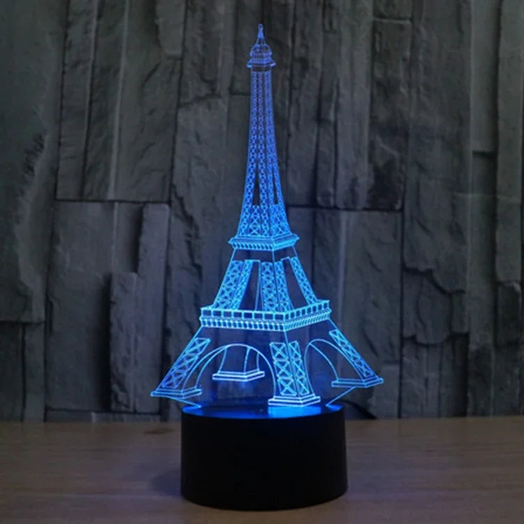 7-Farben-Verfärbung Kreative visuelle Stereo-Schreibtischlampe Nachtlicht, Eiffelturm-Stil