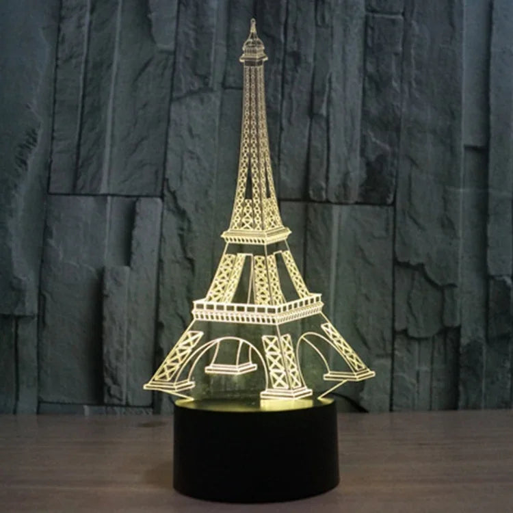 7-Farben-Verfärbung Kreative visuelle Stereo-Schreibtischlampe Nachtlicht, Eiffelturm-Stil
