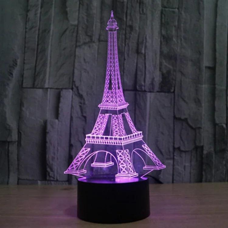 7-Farben-Verfärbung Kreative visuelle Stereo-Schreibtischlampe Nachtlicht, Eiffelturm-Stil