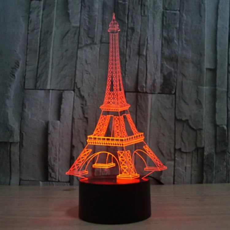 7-Farben-Verfärbung Kreative visuelle Stereo-Schreibtischlampe Nachtlicht, Eiffelturm-Stil