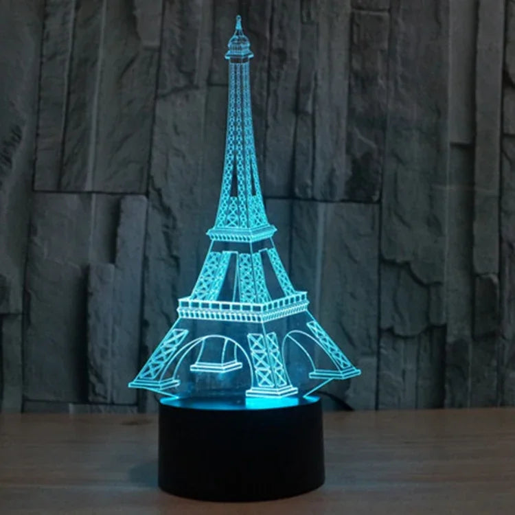 7-Farben-Verfärbung Kreative visuelle Stereo-Schreibtischlampe Nachtlicht, Eiffelturm-Stil