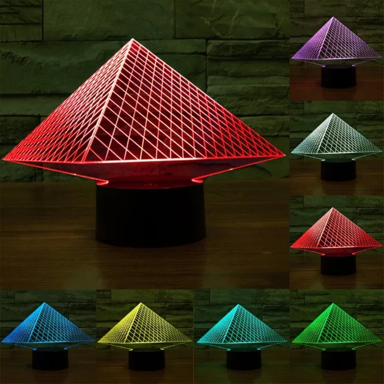 7 Farben Verfärbung Kreative Visuelle Stereo Lampe Tischlampe Nachtlicht, Pyramidenstil
