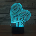 7 Farbige Verfärbung Kreative Visuelle Stereo Lampe Schreibtischlampe Nachtlicht, Herz- und LOVE-Stil