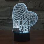 7 Farbige Verfärbung Kreative Visuelle Stereo Lampe Schreibtischlampe Nachtlicht, Herz- und LOVE-Stil