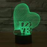 7 Farbige Verfärbung Kreative Visuelle Stereo Lampe Schreibtischlampe Nachtlicht, Herz- und LOVE-Stil