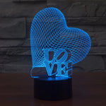 7 Farbige Verfärbung Kreative Visuelle Stereo Lampe Schreibtischlampe Nachtlicht, Herz- und LOVE-Stil