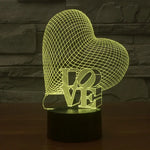7 Farbige Verfärbung Kreative Visuelle Stereo Lampe Schreibtischlampe Nachtlicht, Herz- und LOVE-Stil