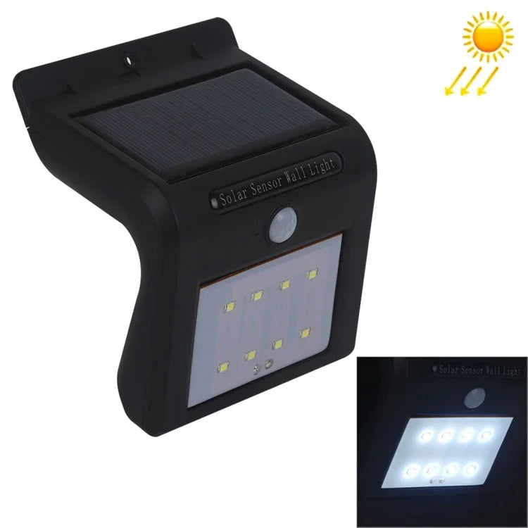 8 LEDs Solar Bewegungssensor Wandleuchte mit Solarpanel, 8 LEDs Weißlicht