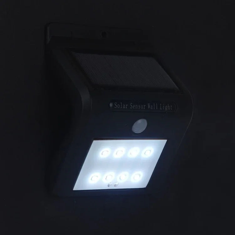 8 LEDs Solar Bewegungssensor Wandleuchte mit Solarpanel, 8 LEDs Weißlicht