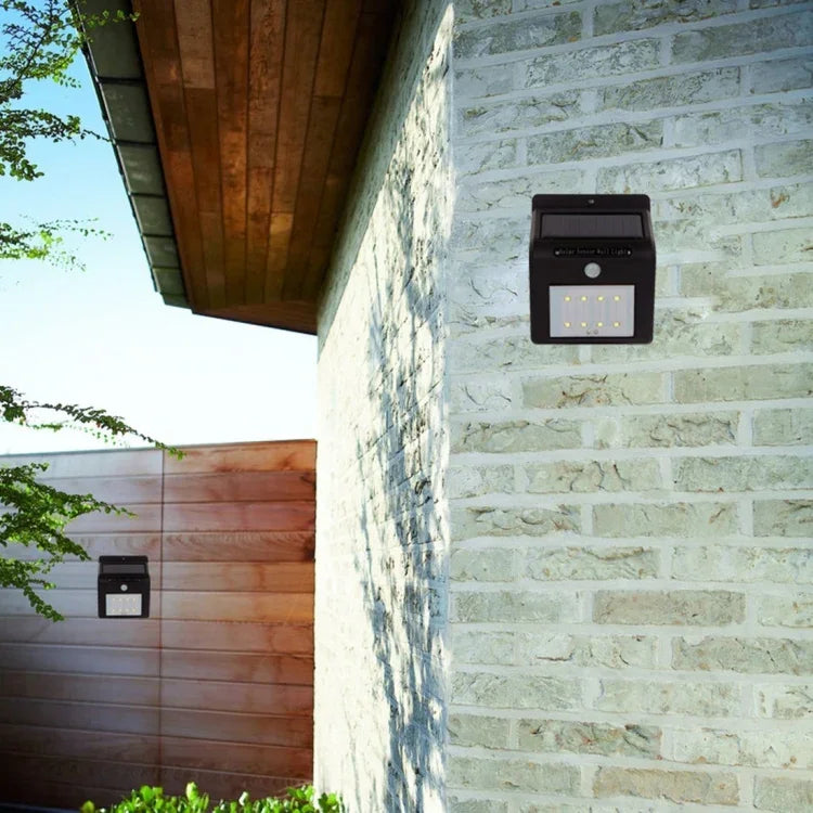 8 LEDs Solar Bewegungssensor Wandleuchte mit Solarpanel, 8 LEDs Weißlicht