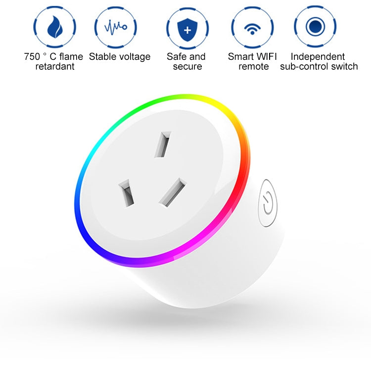 10A RGB Szenenlicht WiFi Fernbedienung intelligenter Steckdosenadapter funktioniert mit Alexa & Google Home & IFTTT, AC 100-240V, AU-Stecker, XS-A17