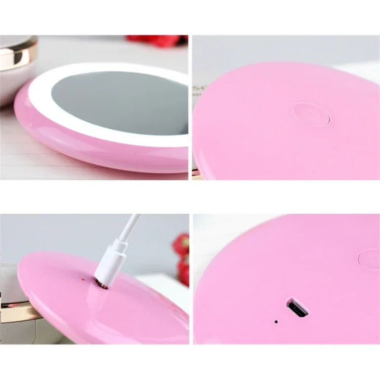 OneFire 1W 10 LEDs Multifunktions wiederaufladbarer Donut-förmiger Kosmetikspiegel LED-Schreibtischlampe Nachtlicht, DC 5V, 1W Pink