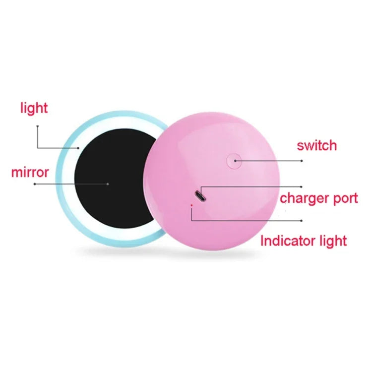 OneFire 1W 10 LEDs Multifunktions wiederaufladbarer Donut-förmiger Kosmetikspiegel LED-Schreibtischlampe Nachtlicht, DC 5V, 1W Pink