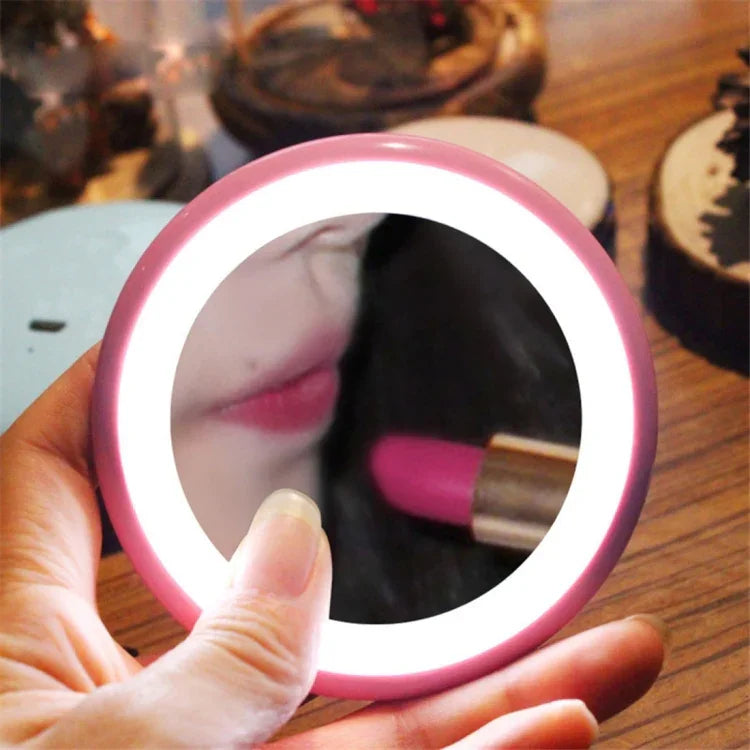 OneFire 1W 10 LEDs Multifunktions wiederaufladbarer Donut-förmiger Kosmetikspiegel LED-Schreibtischlampe Nachtlicht, DC 5V, 1W Pink