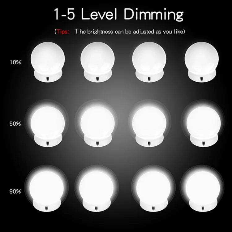 120 lm, 7000 K, USB-Ladefunktion, Kosmetiklampe im Hollywood-Stil, Kabellänge: 4,6 m, 5 V DC