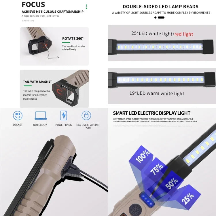 FA-WK06 Multifunctional Rechargeable Folding Work Emergency Light with Power Bank Function, FA-WK06