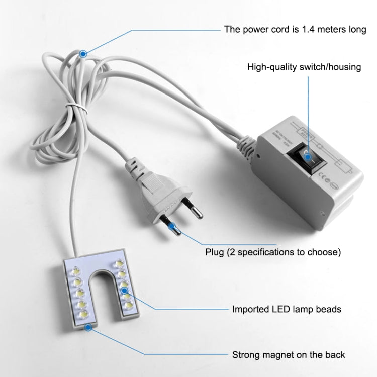 10 LEDs Nähmaschinenlampe U-förmiger Highlight Magnetisch Arbeits-Energiesparlampe