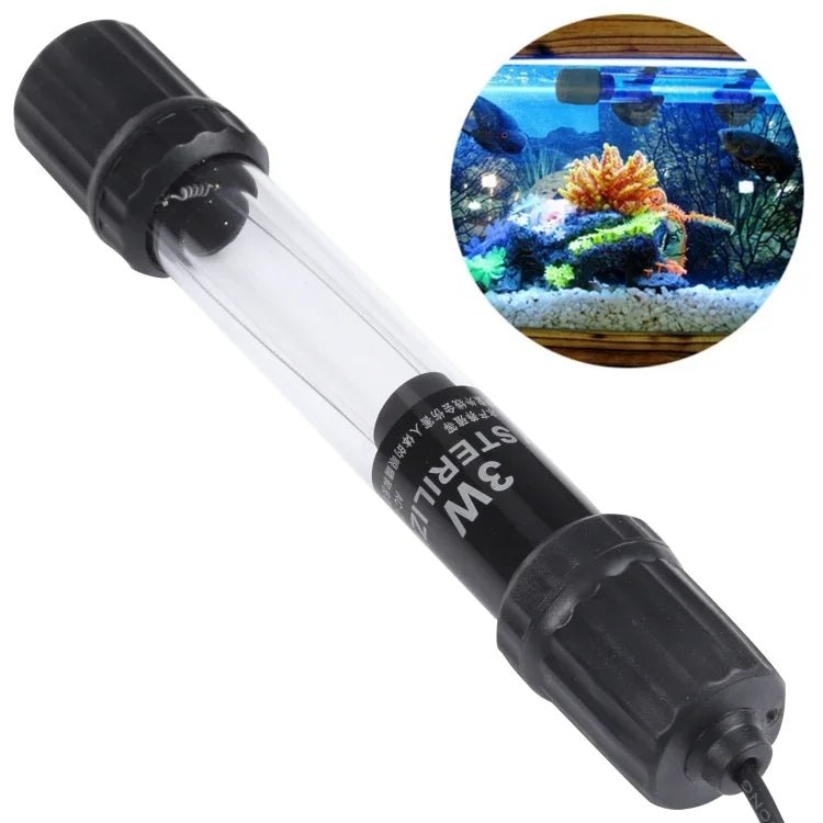 UV-003 3W UV-Entkeimungslampe Desinfektionsleuchte für Aquarien, EU-Stecker, 3W