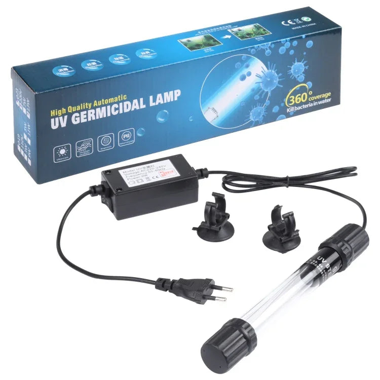 UV-009 9W UV-Entkeimungslampe Desinfektionslicht für Aquarien, EU-Stecker, 9W