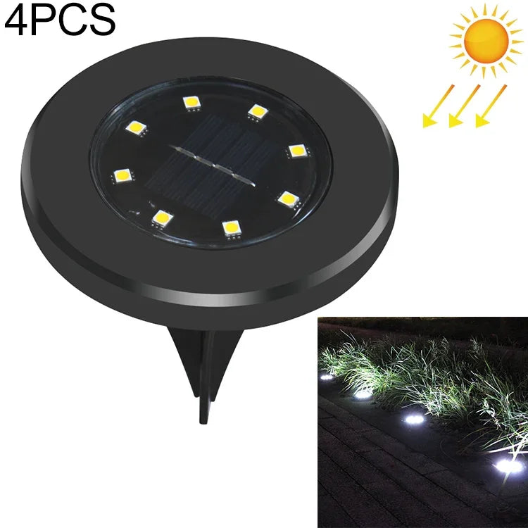 4 STÜCK 8 LEDs IP65 Wasserdichte solarbetriebene vergrabene Lampe Garten Villa Rasen dekorativer Strahler