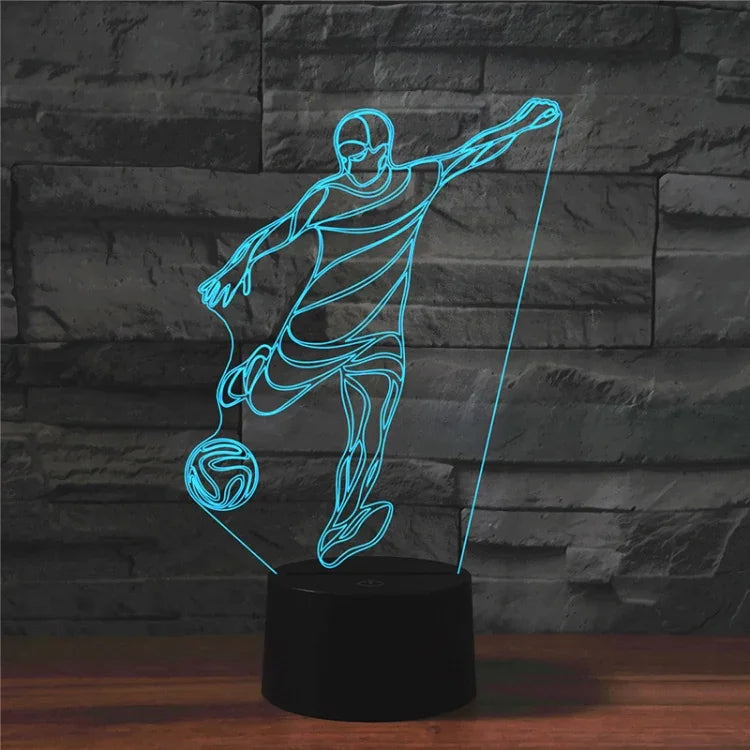 Playing Football Form 3D Bunte LED Vision Licht Tischlampe, USB & Batterie Version, USB & Batterie Version