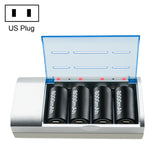 AC 100-240V 4-Schacht-Batterieladegerät für AA & AAA & C / D Batterien, US-Stecker