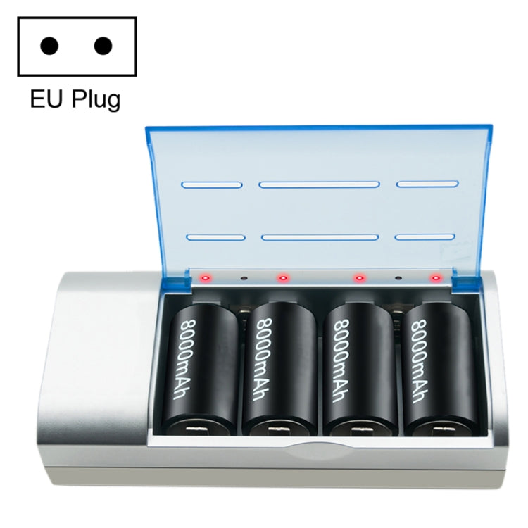 AC 100-240V 4-Schacht-Batterieladegerät für AA & AAA & C / D Batterien, EU-Stecker