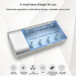 AC 100-240V 4-Schacht-Batterieladegerät für AA & AAA & C / D Batterien, EU-Stecker
