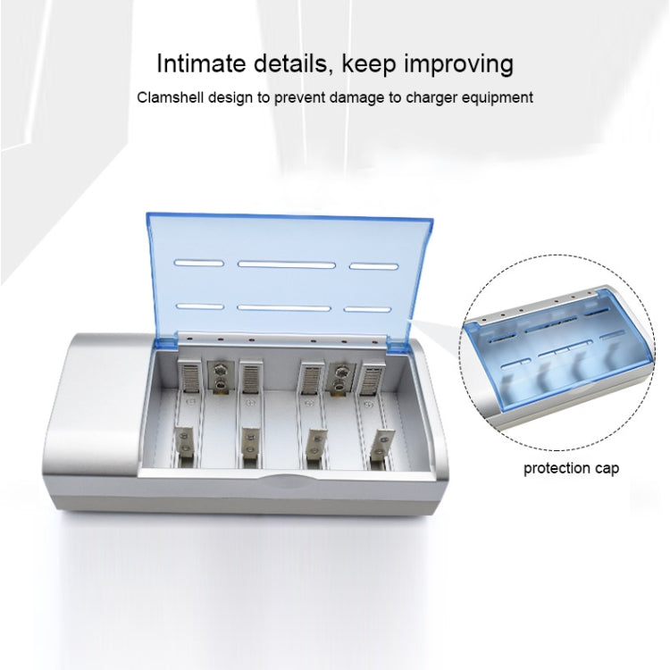 AC 100-240V 4-Schacht-Batterieladegerät für AA & AAA & C / D Batterien, EU-Stecker