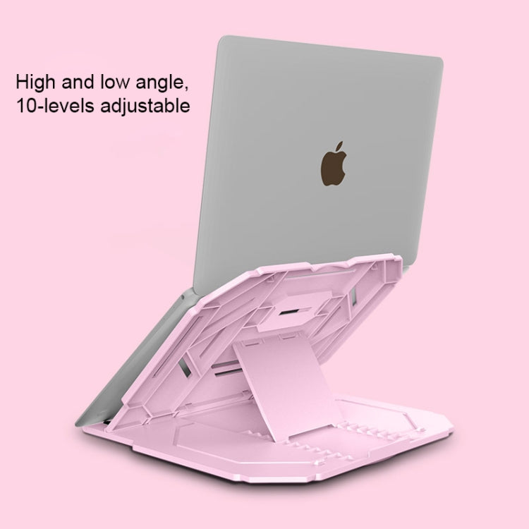 T3 Multifunktions-Hohlraum-Design Kühlhalter mit 10-stufig verstellbarem Winkel für Notebook, MacBook, iPad, Mobiltelefone, T3 (Blau), T3 (Weiß), T3 (Schwarz), T3 (Pink)